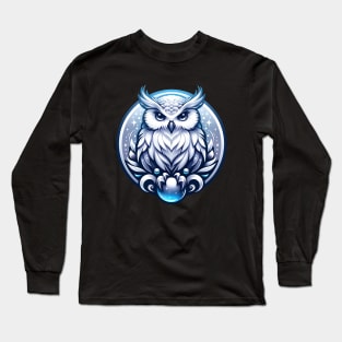 Snowy Owl with a magic crystal ball Long Sleeve T-Shirt